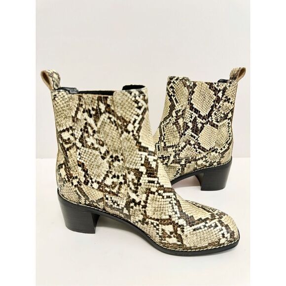 Nordstrom Rack Ankle Booties Size 7 Leather Snake Print Block Heel NEW - Picture 6 of 9